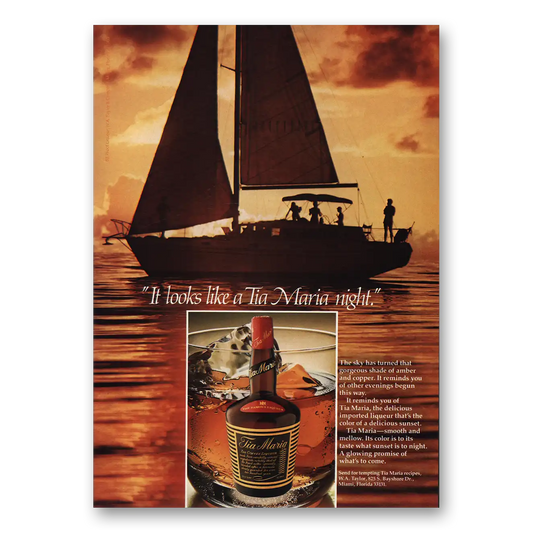 1980 Tia Maria Liqueur Looks Like Tia Maria Night Vintage Magazine Print Ad