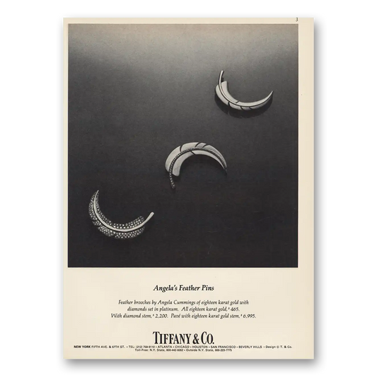 1980 Tiffany & Co Angelas Feather Pins Vintage Magazine Print Ad