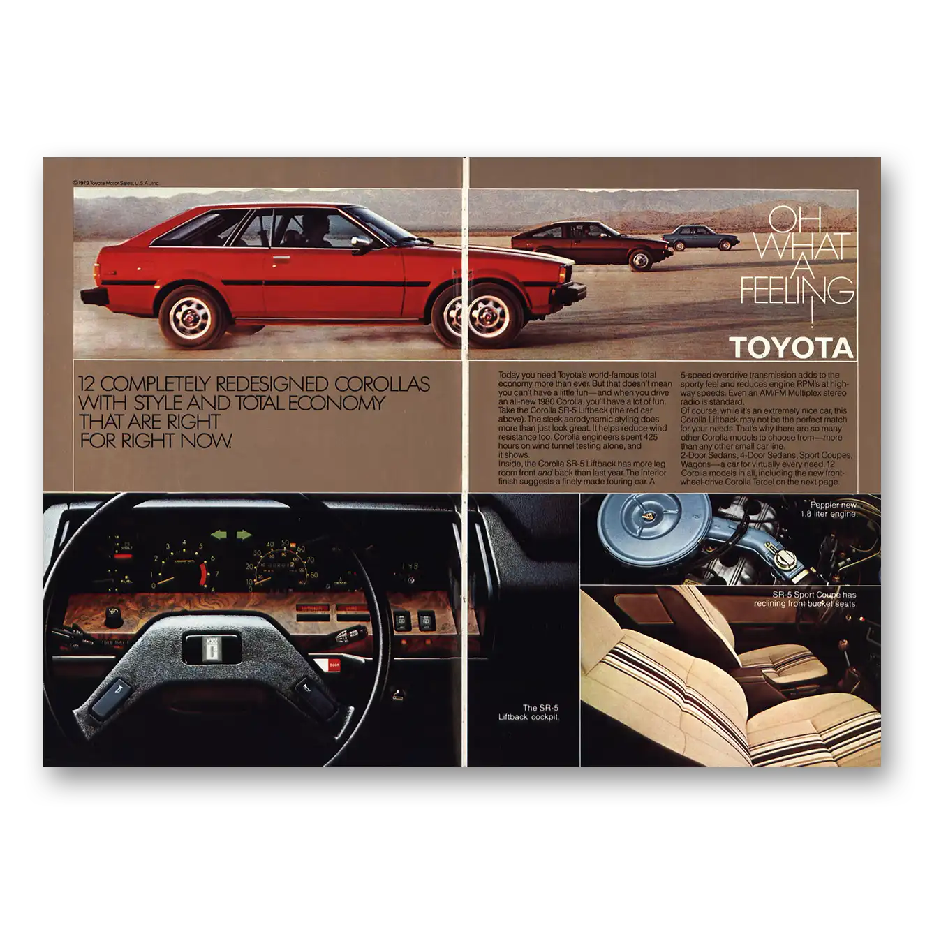 1980 Toyota Corolla Oh What a Feeling Vintage Magazine Print Ad