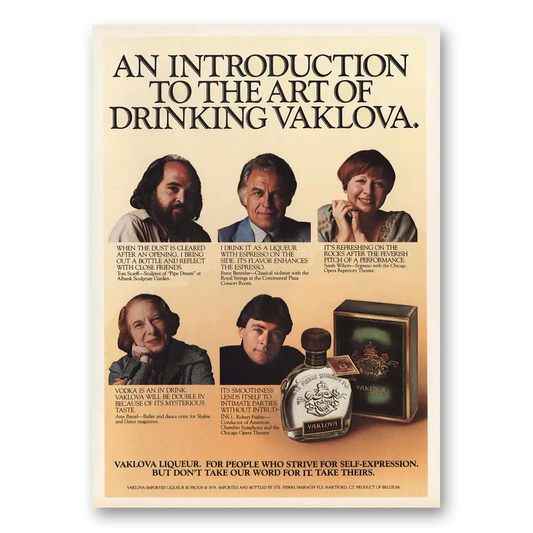 1980 Vaklova Liqueur Art of Drinking Vaklova Vintage Magazine Print Ad