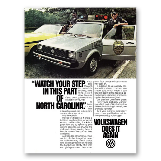 1980 Volkswagen Rabbit Your Step In This Part of North Carolina Vintage Magazine Print Ad