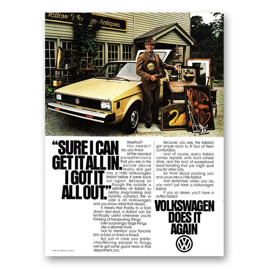 1980 Volkswagen Rabbit Sure I Can Get It All In Vintage Magazine Print Ad