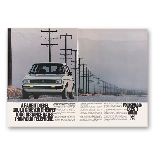 1979 Volkswagen Rabbit Diesel Give You Cheaper Long Distance Vintage Magazine Print Ad