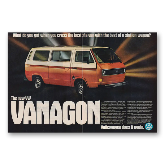 1980 Volkswagen Vanagon What Do You Get When You Cross Vintage Magazine Print Ad