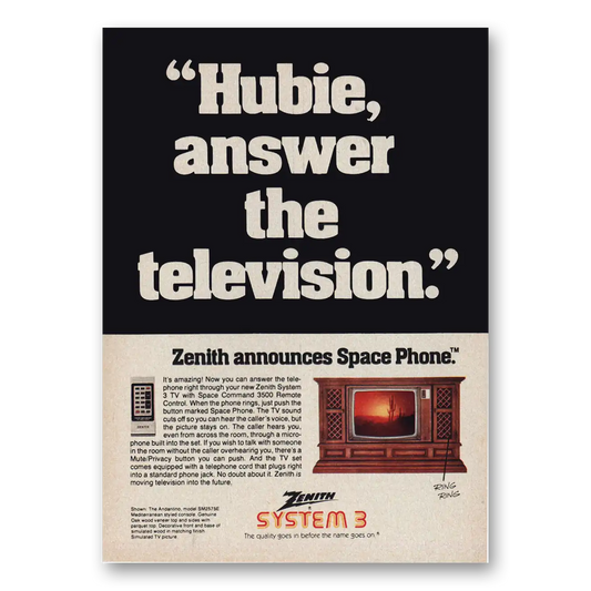 1980 Zenith Television Hubie Answer the Television Vintage Magazine Print Ad