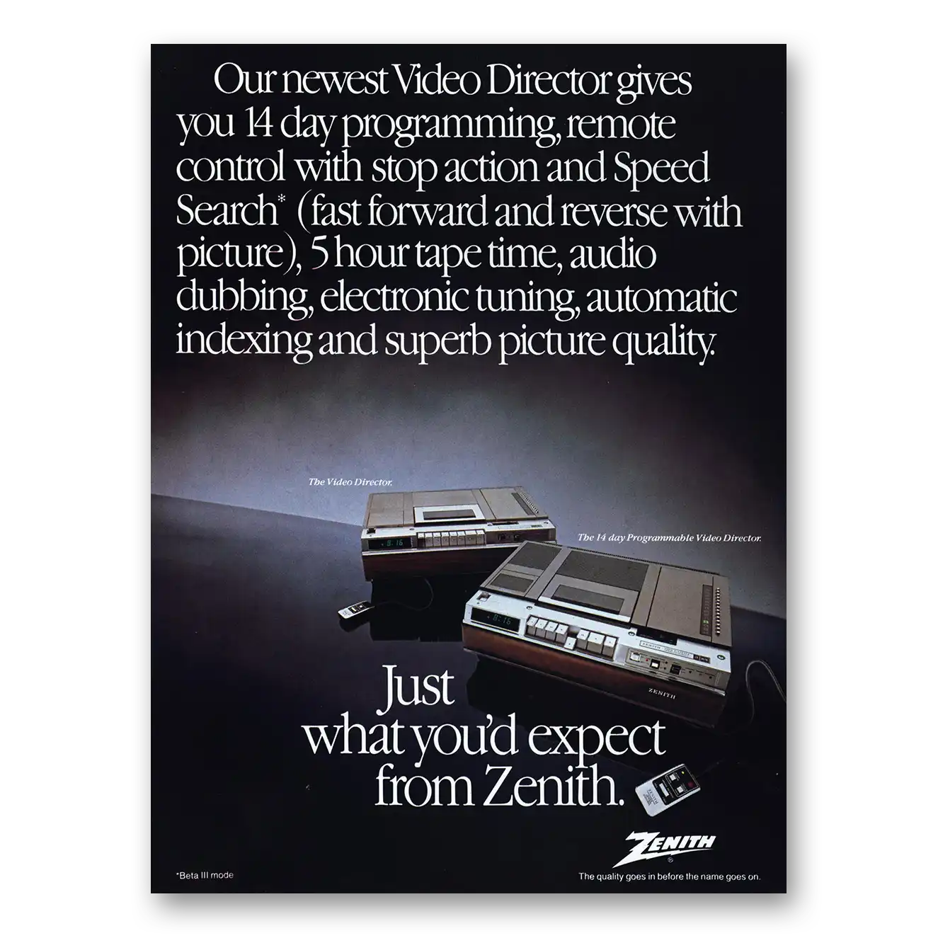 1980 Zenith Video Director Programming Remote Control Vintage Magazine Print Ad