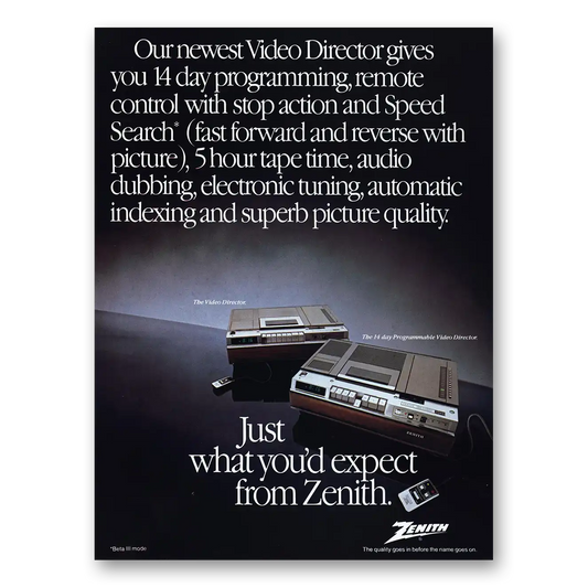 1980 Zenith Video Director Programming Remote Control Vintage Magazine Print Ad