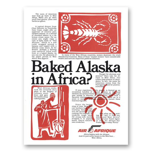 1981 Air Afrique Baked Alaska in Africa Vintage Magazine Print Ad