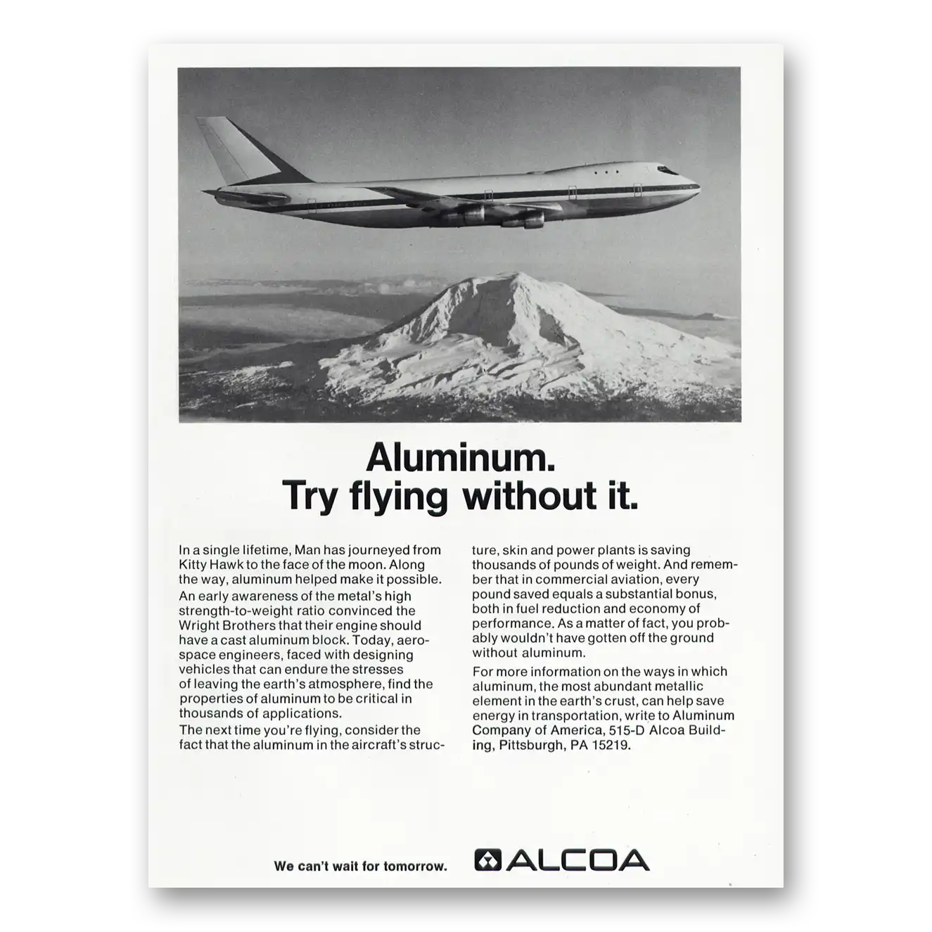 1981 Alcoa Try Flying Without It 747 Vintage Magazine Print Ad