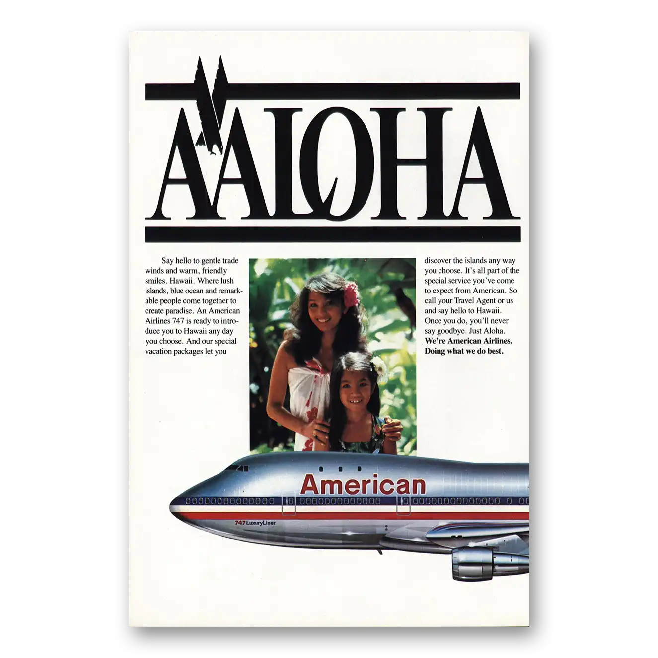 1981 American Airlines Aloha Vintage Magazine Print Ad