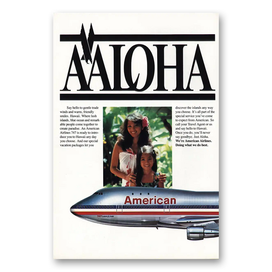 1981 American Airlines Aloha Vintage Magazine Print Ad