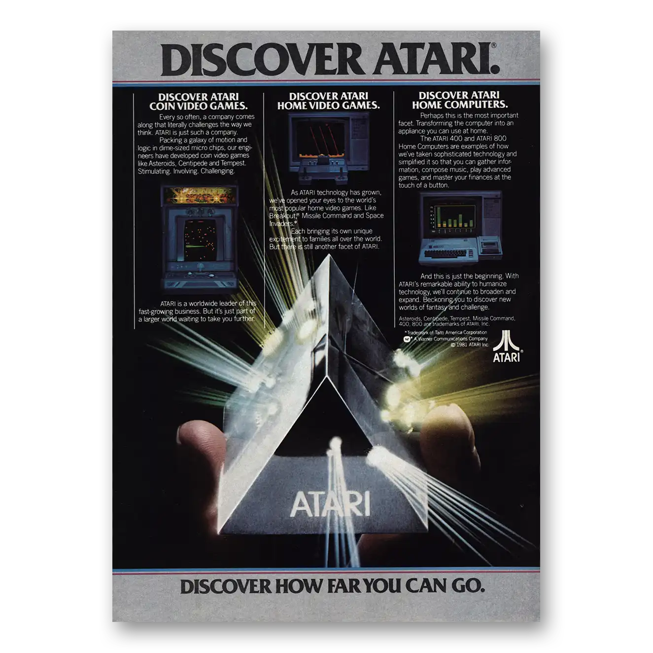 1981 Atari Discover Atari How Far You Can Go Vintage Magazine Print Ad