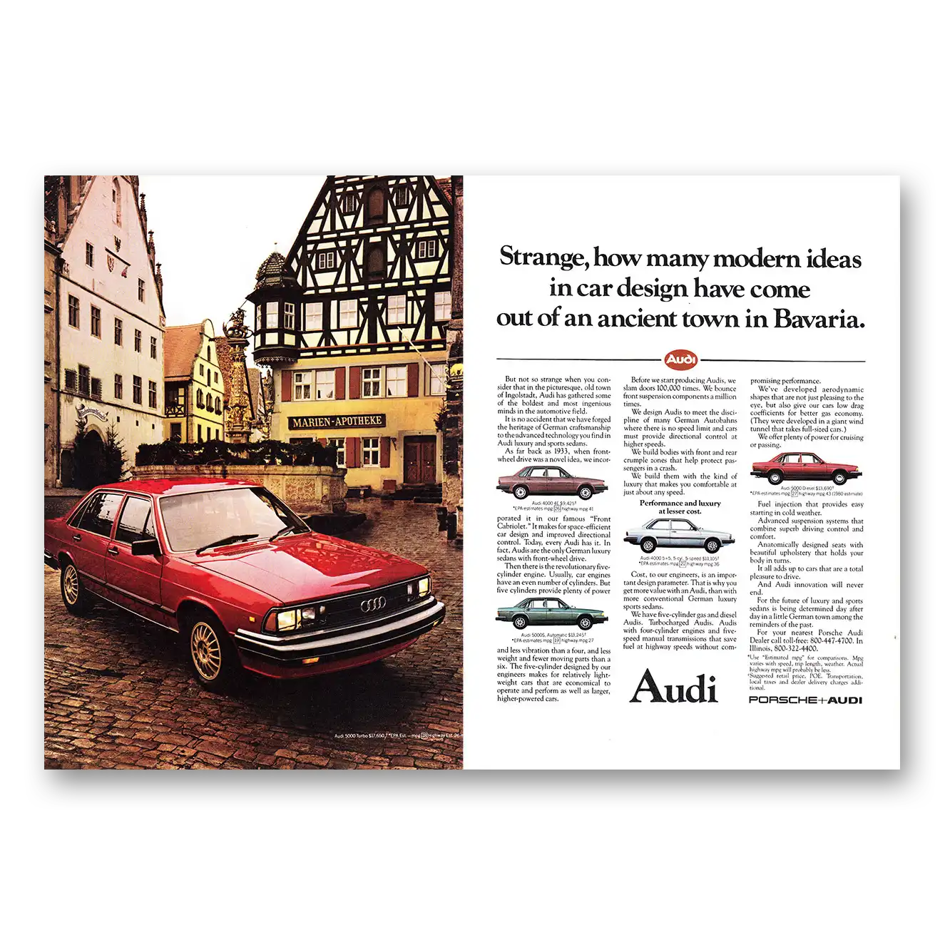 1981 Audi Strange How Many Modern Ideas Vintage Magazine Print Ad