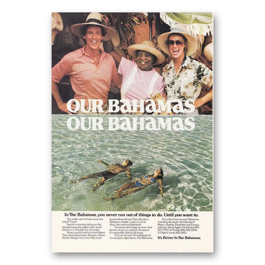 1981 Bahamas Market Swimming Vintage Magazine Print Ad