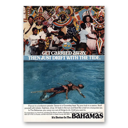 1981 Bahamas Get Carried Away Vintage Magazine Print Ad