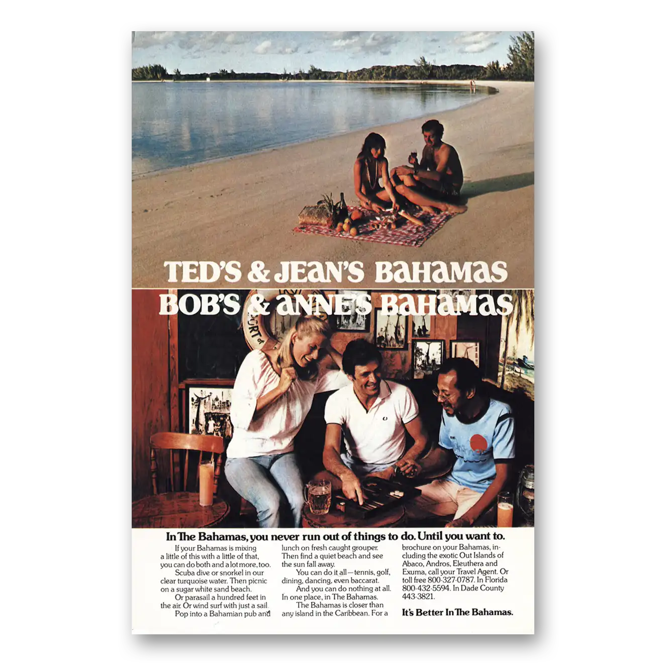 1981 Bahamas Ted Jean Bob Anne Vintage Magazine Print Ad