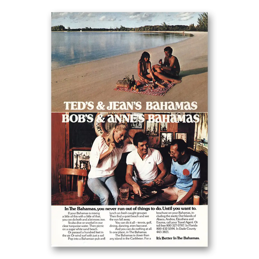 1981 Bahamas Ted Jean Bob Anne Vintage Magazine Print Ad