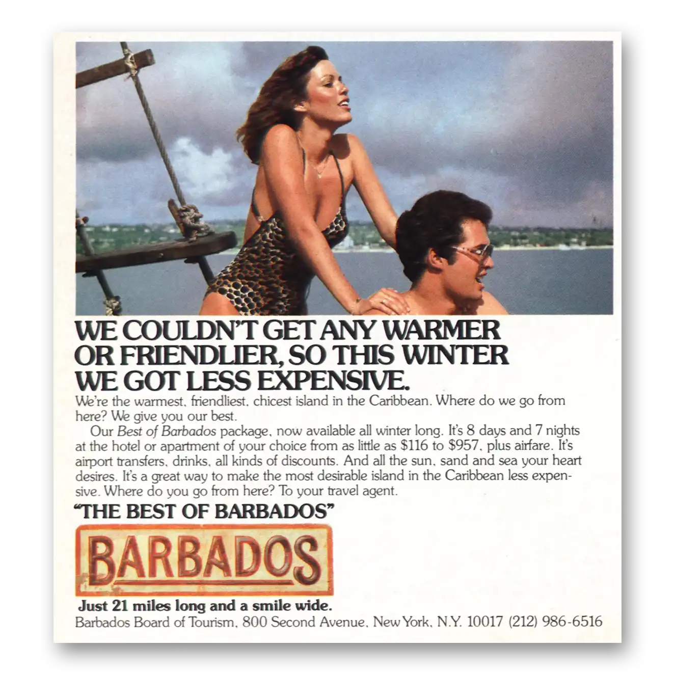 1981 Barbados Couldn’t Get Any Warmer or Friendlier Vintage Magazine Print Ad