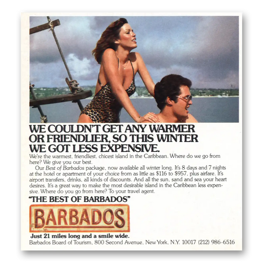 1981 Barbados Couldn’t Get Any Warmer or Friendlier Vintage Magazine Print Ad