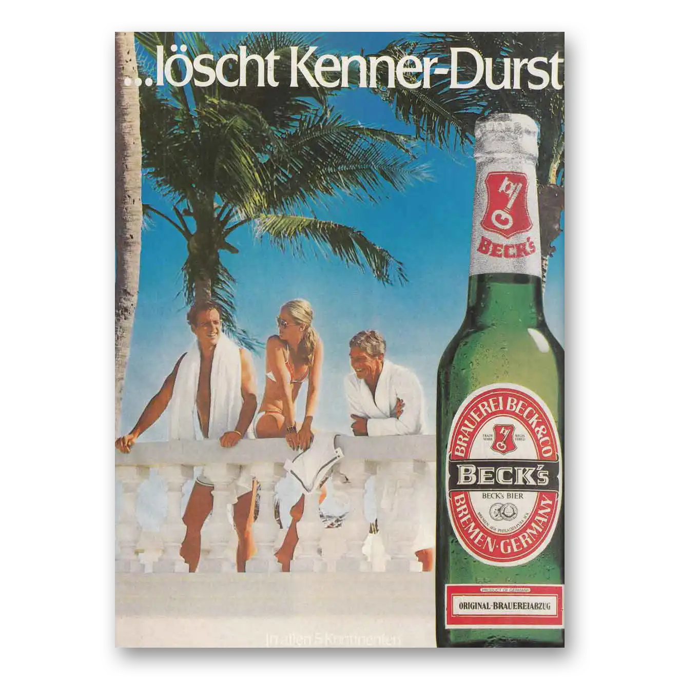 1981 Becks Bier Kenner Durst German Vintage Magazine Print Ad