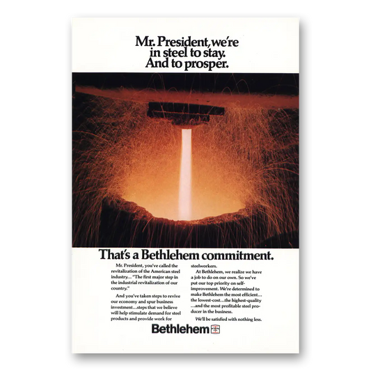 1981 Bethlehem Steel Mr President Vintage Magazine Print Ad