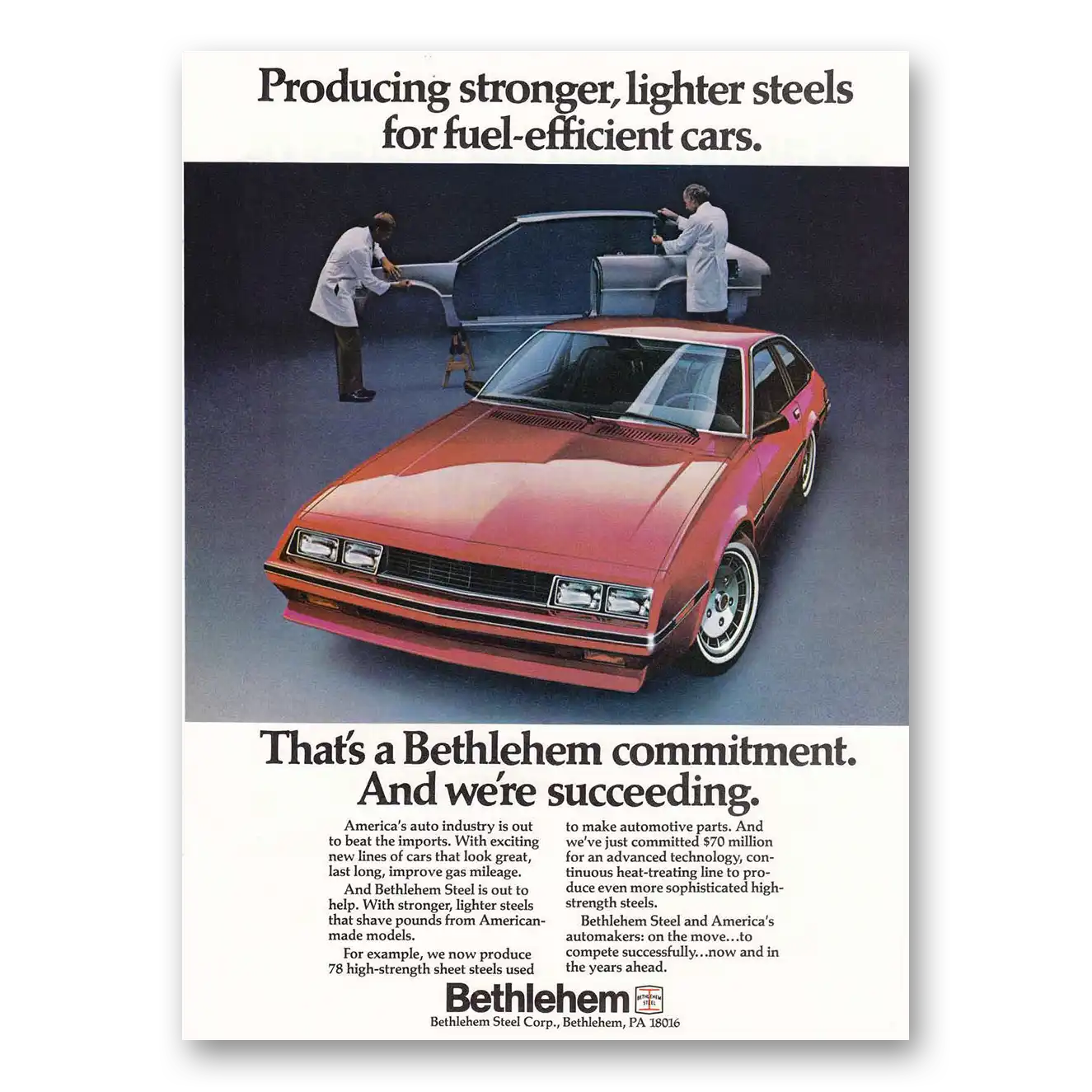 1981 Bethlehem Steel Lighter Steels Vintage Magazine Print Ad