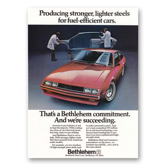 1981 Bethlehem Steel Lighter Steels Vintage Magazine Print Ad