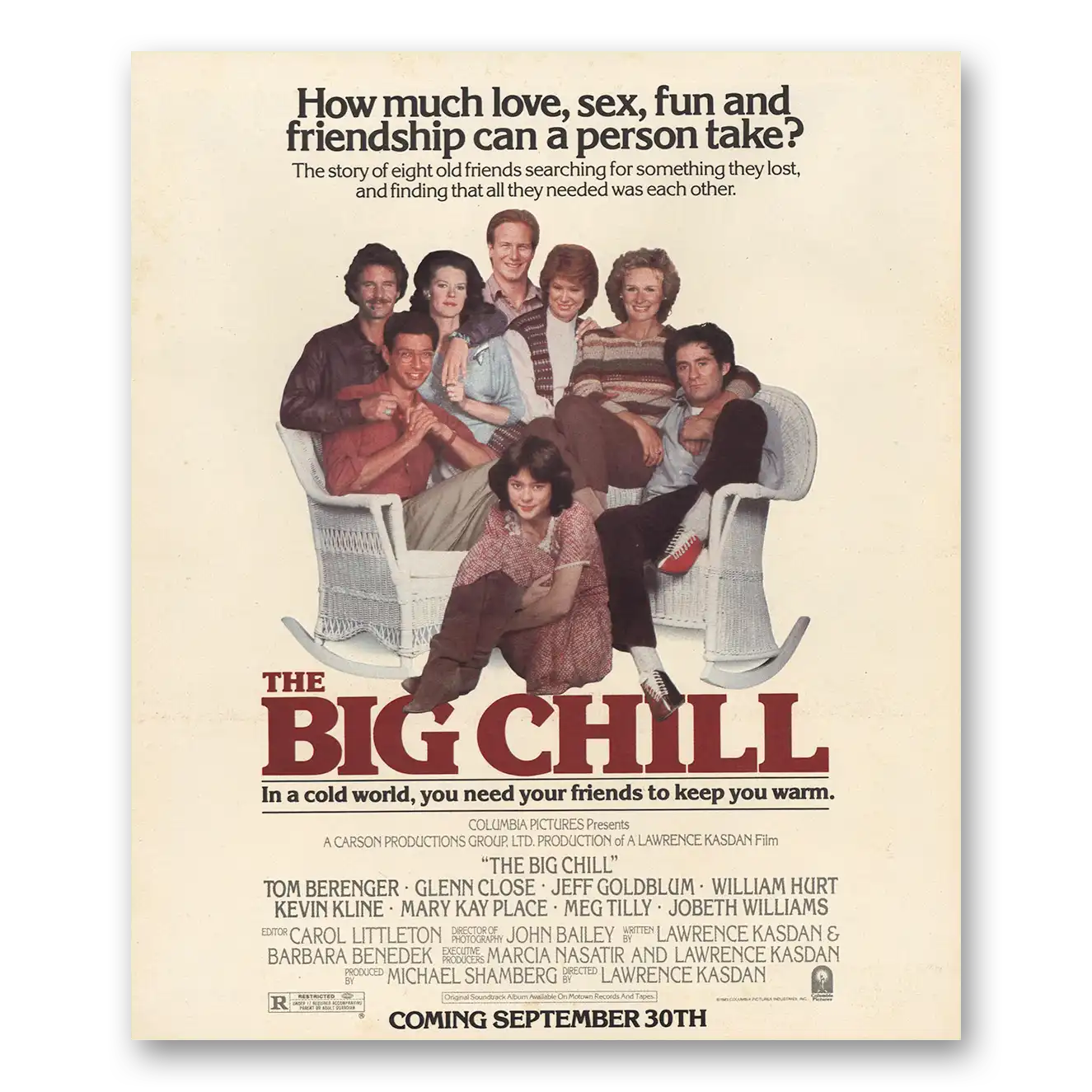 1981 Big Chill Movie Promo Love Sex Fun Friendship Vintage Magazine Print Ad