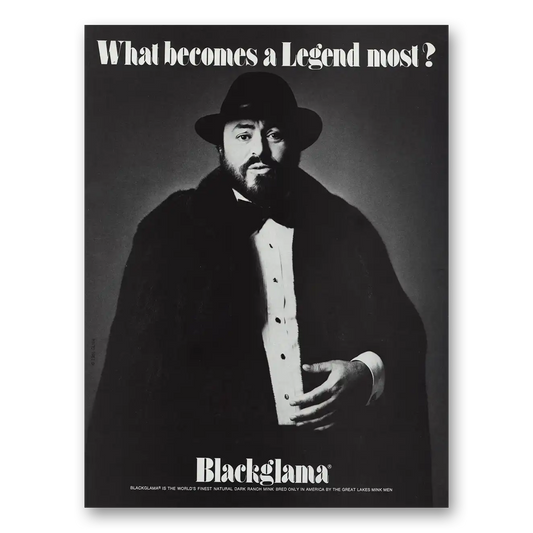 1981 Blackglama Luciano Pavarotti Vintage Magazine Print Ad