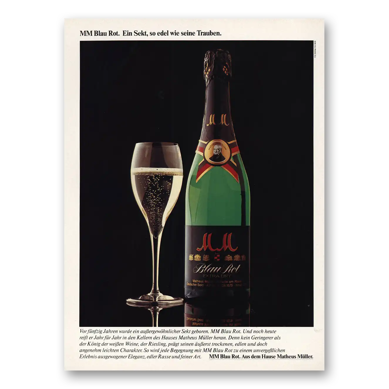 1981 MM Blau Rot German Ein Sekt Vintage Magazine Print Ad