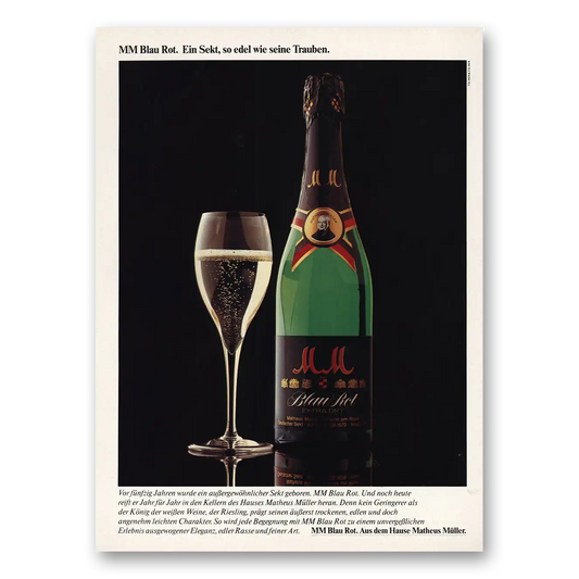 1981 MM Blau Rot German Ein Sekt Vintage Magazine Print Ad