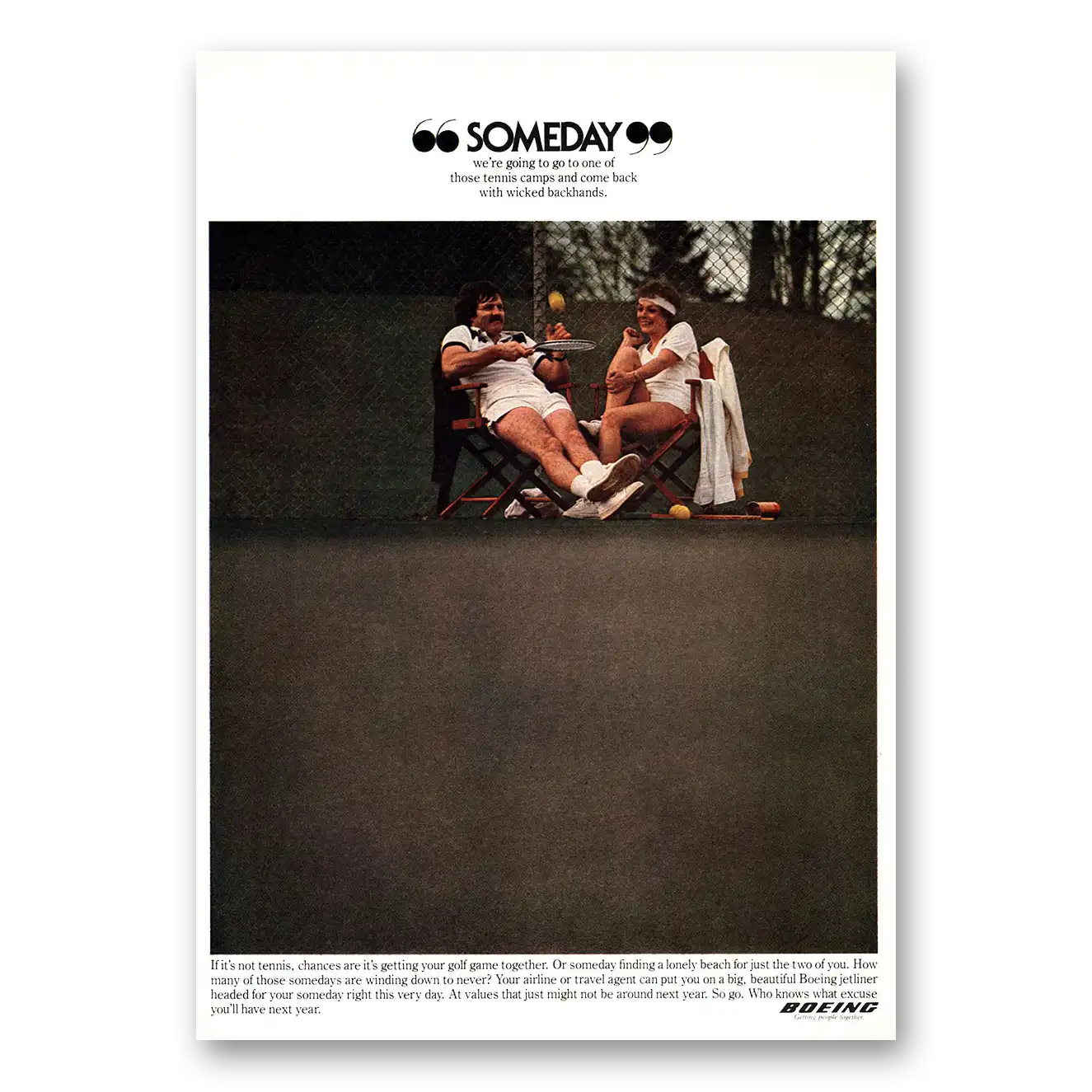 1981 Boeing Someday Tennis Vintage Magazine Print Ad