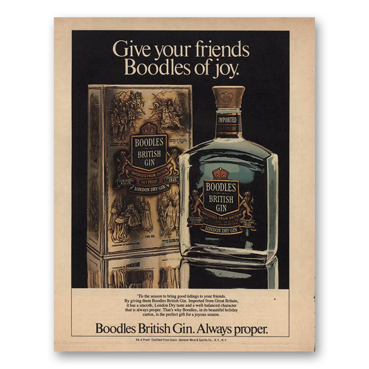 1981 Boodles British Gin Boodles of Joy Vintage Magazine Print Ad