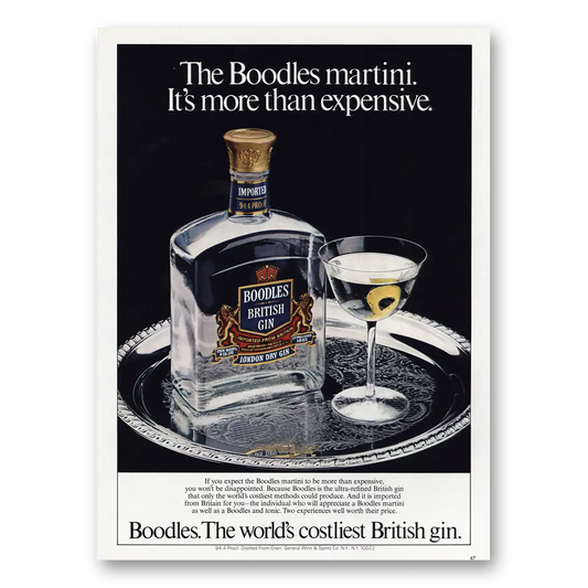 1981 Boodles British Gin Martini Its More Than Expensive Vintage Magazine Print Ad