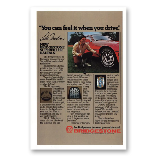 1981 Bridgestone Tires Lee Trevino Vintage Magazine Print Ad