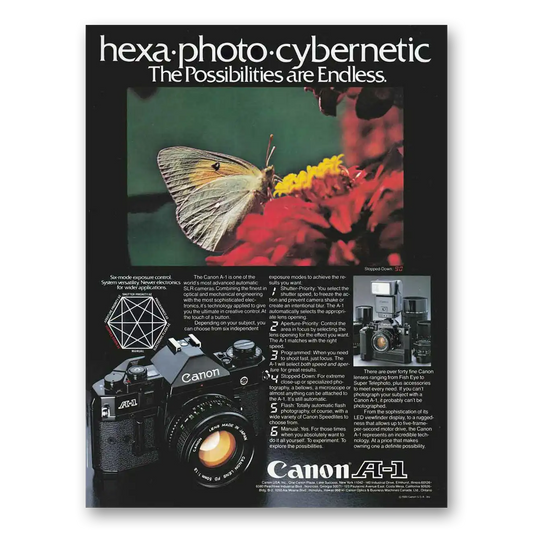 1981 Canon Camera Possibilities are Endless Vintage Magazine Print Ad