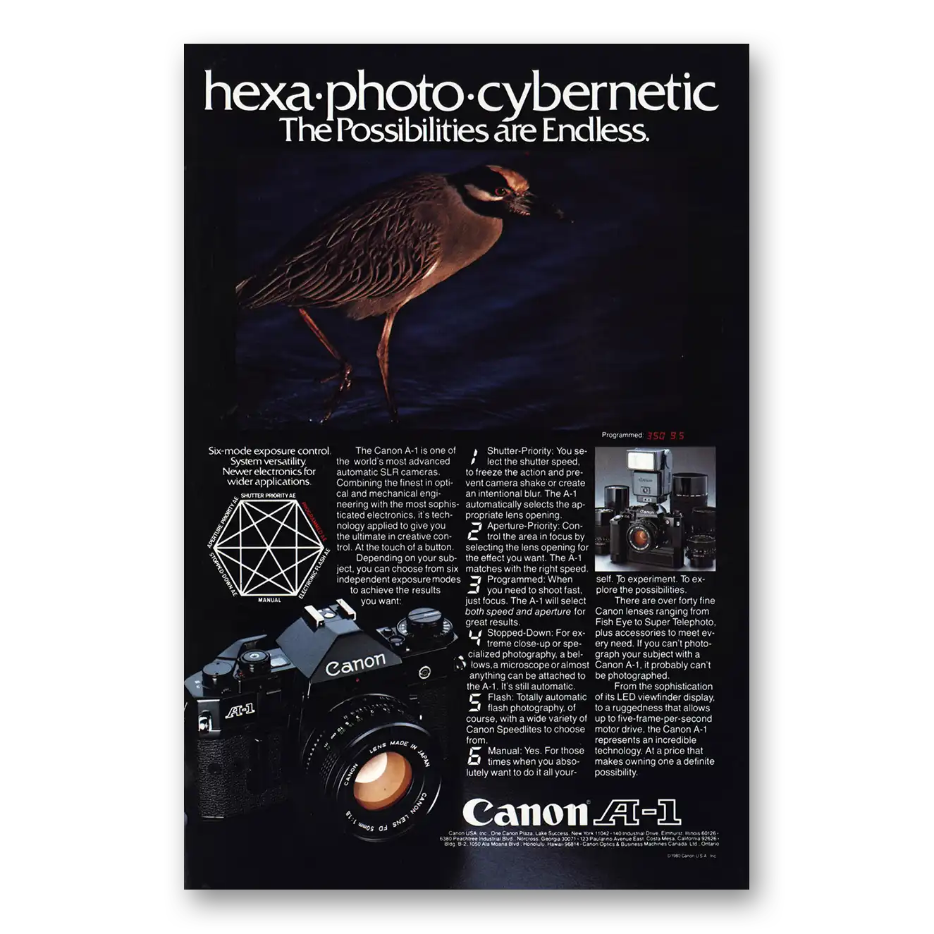 1981 Canon Camera A1 Hexa Photo Vintage Magazine Print Ad