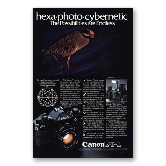 1981 Canon Camera A1 Hexa Photo Vintage Magazine Print Ad