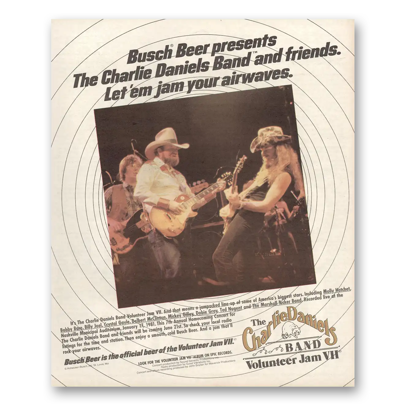 1981 Charlie Daniels Band Promo Let em Jam Your Airwaves Vintage Magazine Print Ad