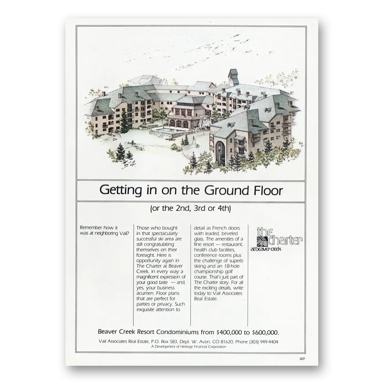 1981 Beaver Creek Resort Get In On the Ground Floor Vintage Magazine Print Ad