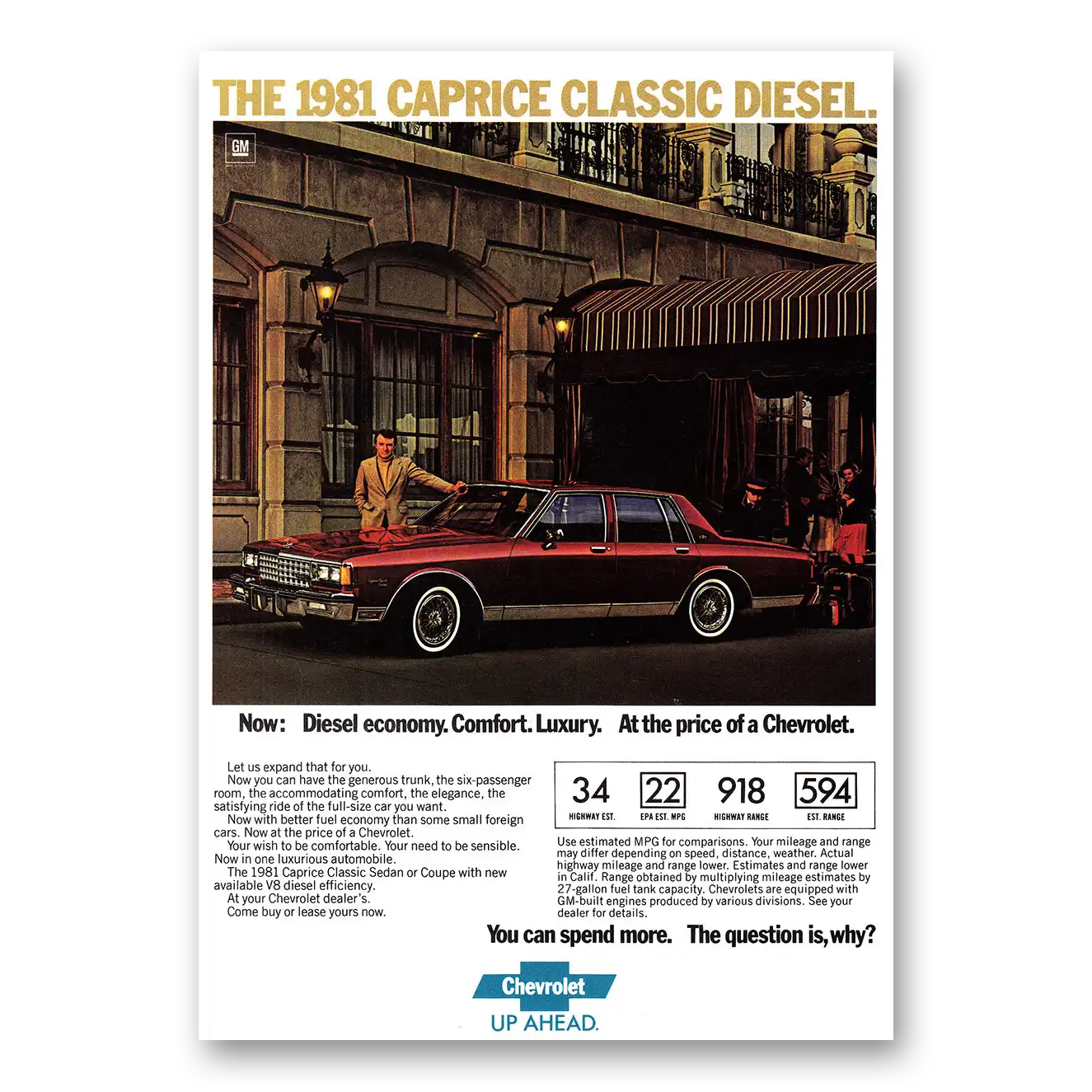 1981 Chevrolet Caprice Classic Diesel Comfort Luxury Vintage Magazine Print Ad