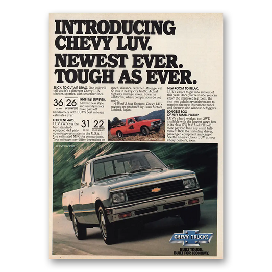 1981 Chevy Luv Pickup Newest Ever Tough As Ever Vintage Magazine Print Ad