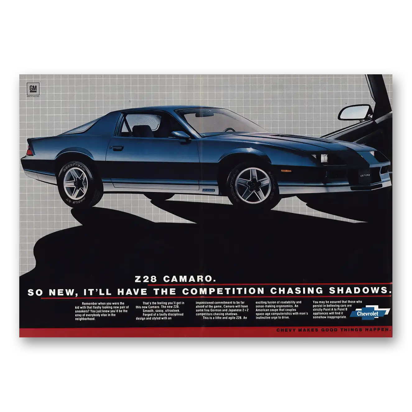 1981 Chevrolet Camaro Z28 Cast a New Shadow On the Street Vintage Magazine Print Ad