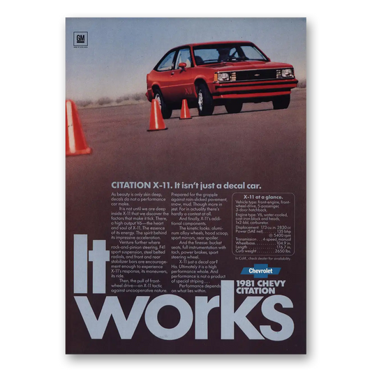 1981 Chevrolet Citation Isn't Just Decal Car Vintage Magazine Print Ad