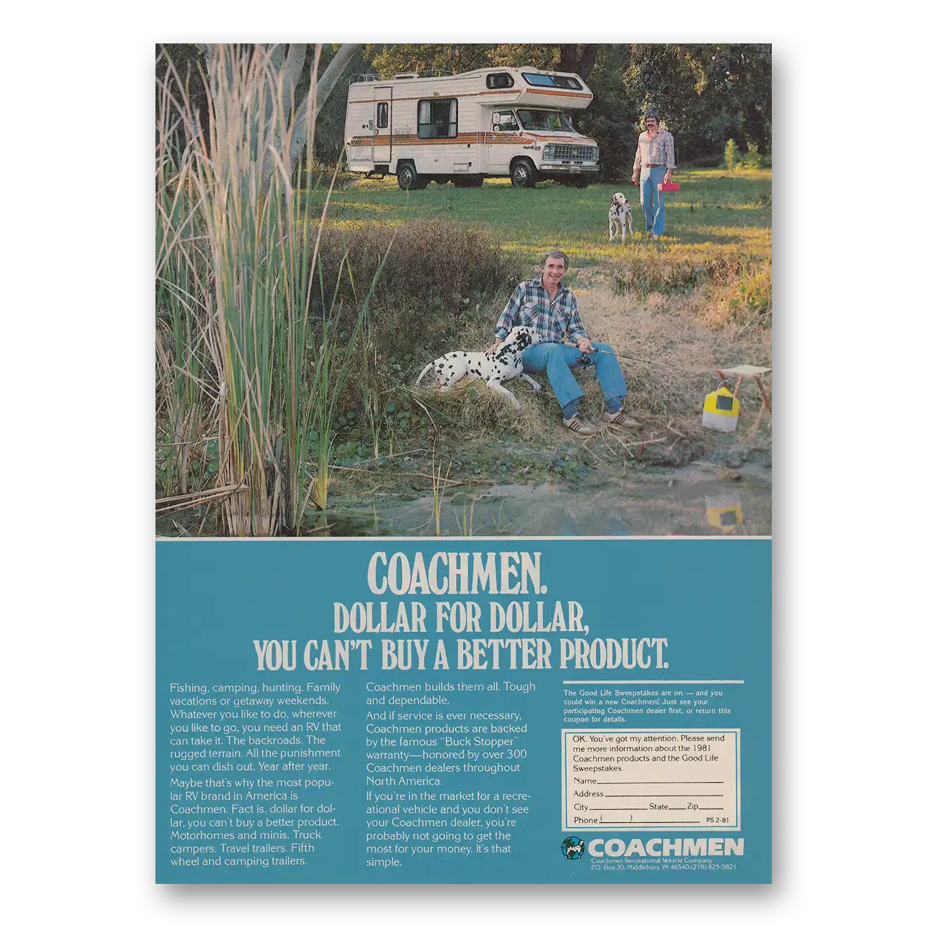 1981 Coachmen Recreational Vehicles Dollar for Dollar You Can't Buy a Better Product Vintage Magazine Print Ad