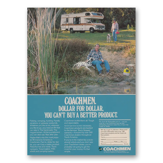 1981 Coachmen Recreational Vehicles Dollar for Dollar You Can't Buy a Better Product Vintage Magazine Print Ad