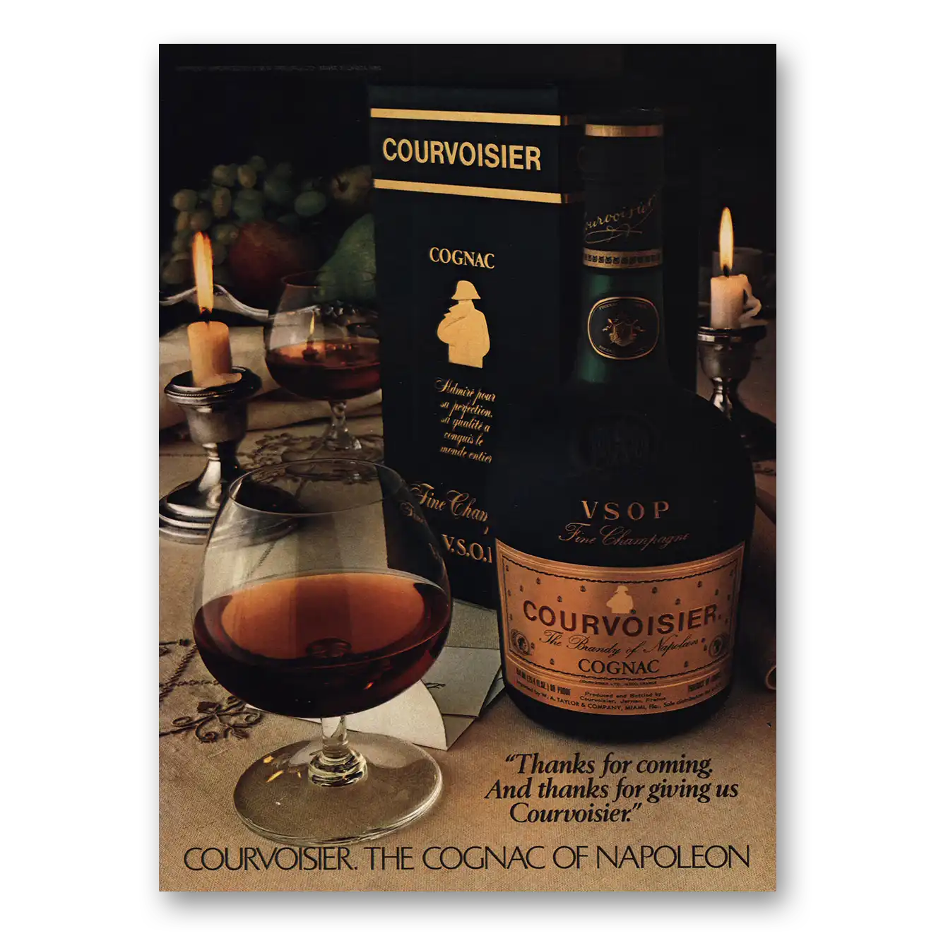 1981 Courvoisier Thanks for Coming Vintage Magazine Print Ad