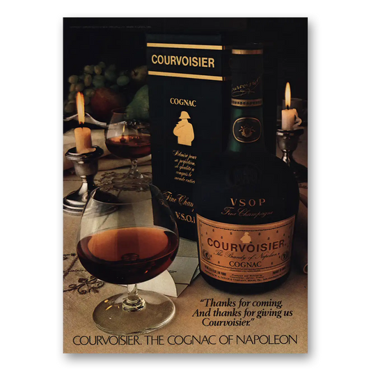 1981 Courvoisier Thanks for Coming Vintage Magazine Print Ad