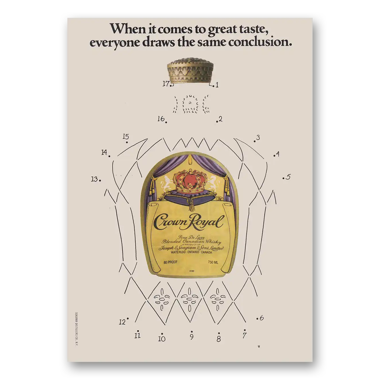 1981 Crown Royal Everyone Draws the Same Conclusion Vintage Magazine Print Ad