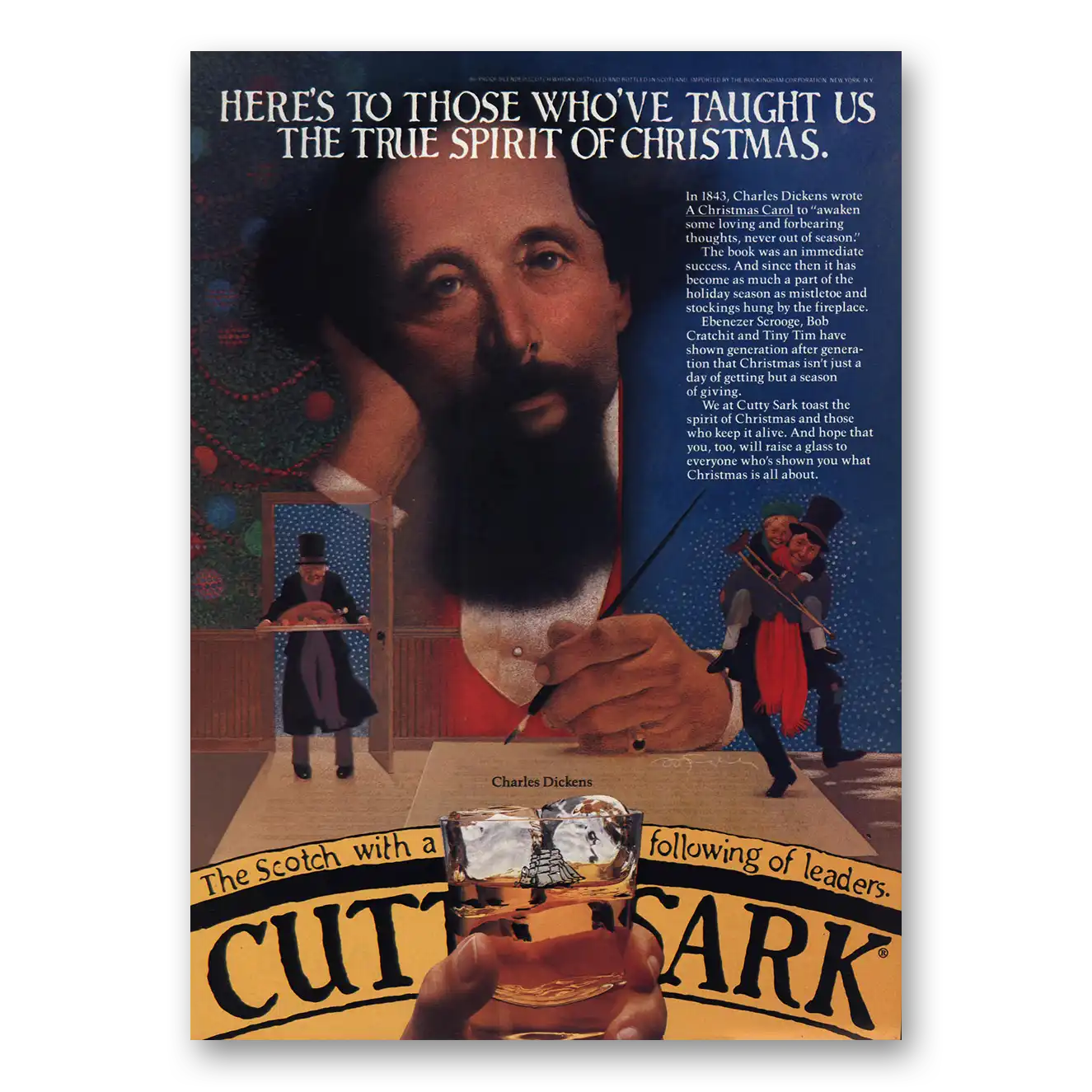 1981 Cutty Sark True Spirit of Christmas Charles Dickens Vintage Magazine Print Ad